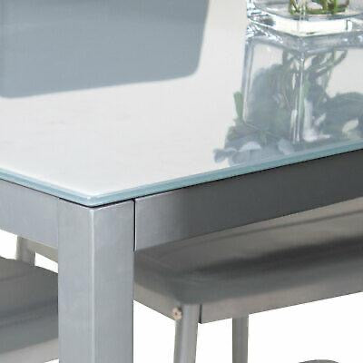 Glass top and grey metal frames and legs table