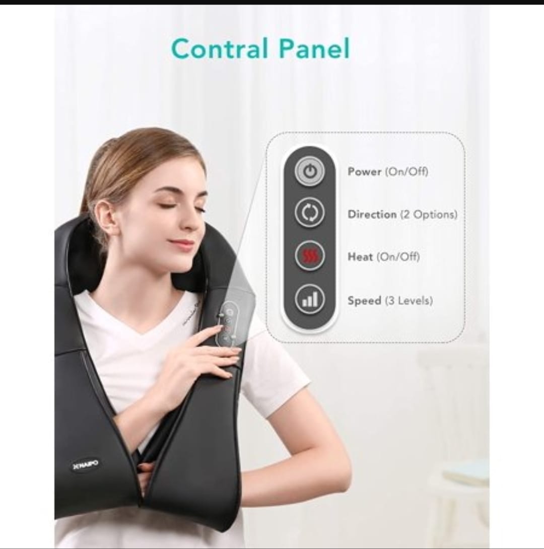 Naipo Shiatsu Back and Neck Massager with Heat Deep Kneading Massage for Neck, Back, Shoulder, Foot and Legs, Use at Home