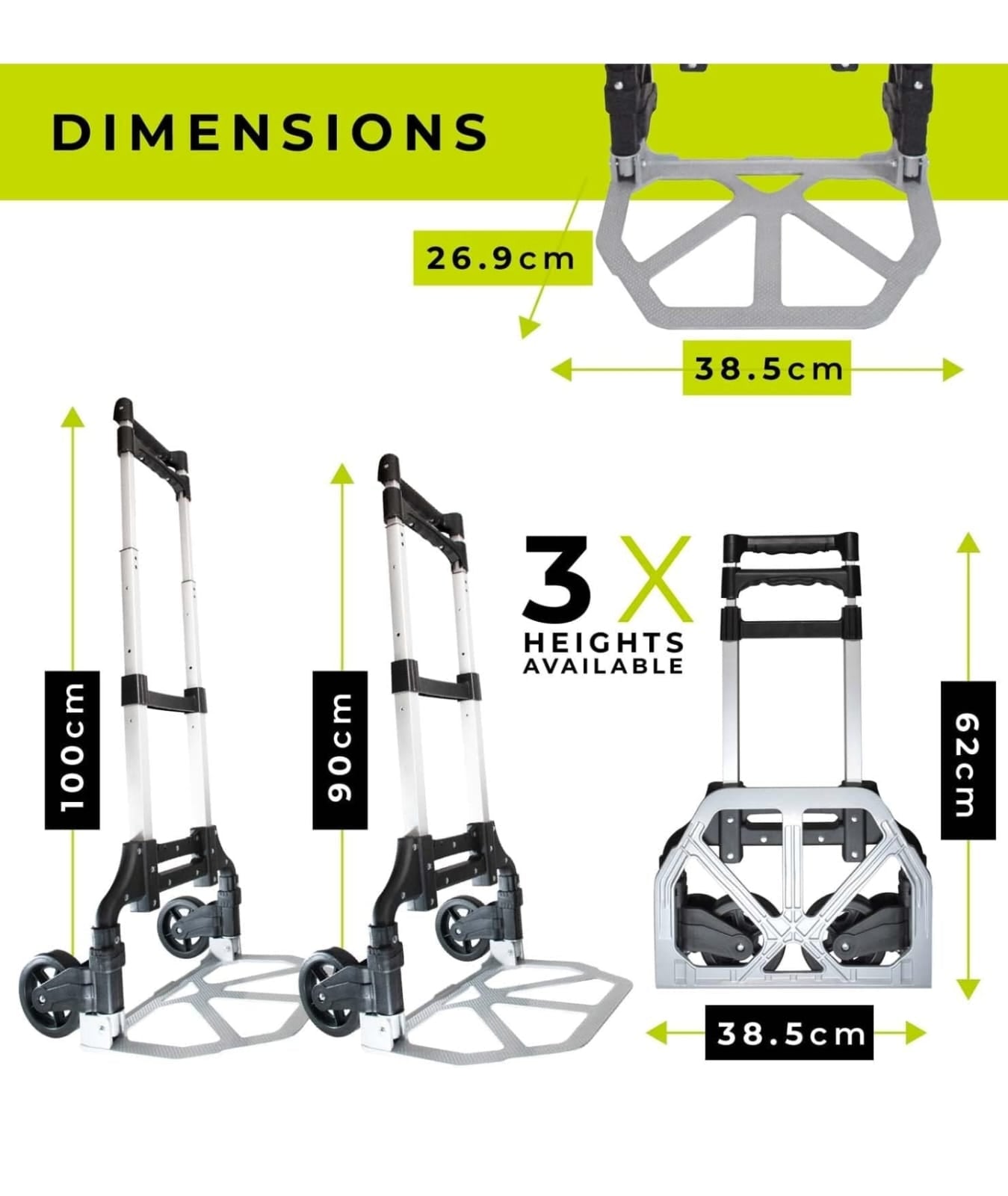 WMR Heavy Duty Folding Hand Truck Aluminium Trolley Multi Purpose Barrow Sack Hand Truck 80KG Load Capacity