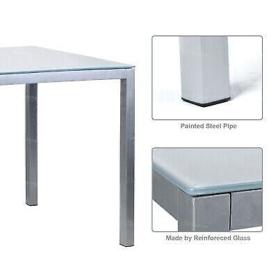 Glass top and grey metal frames and legs table