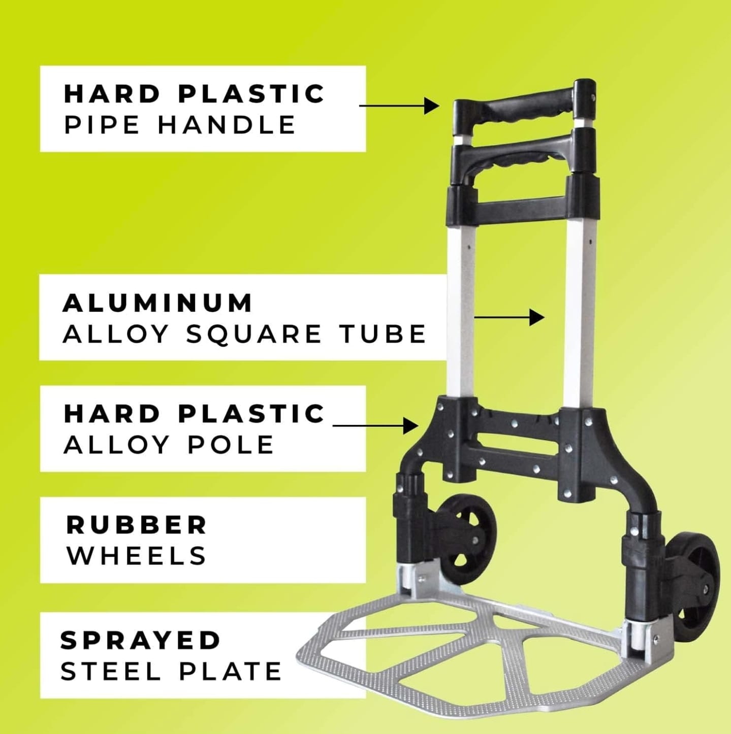 WMR Heavy Duty Folding Hand Truck Aluminium Trolley Multi Purpose Barrow Sack Hand Truck 80KG Load Capacity