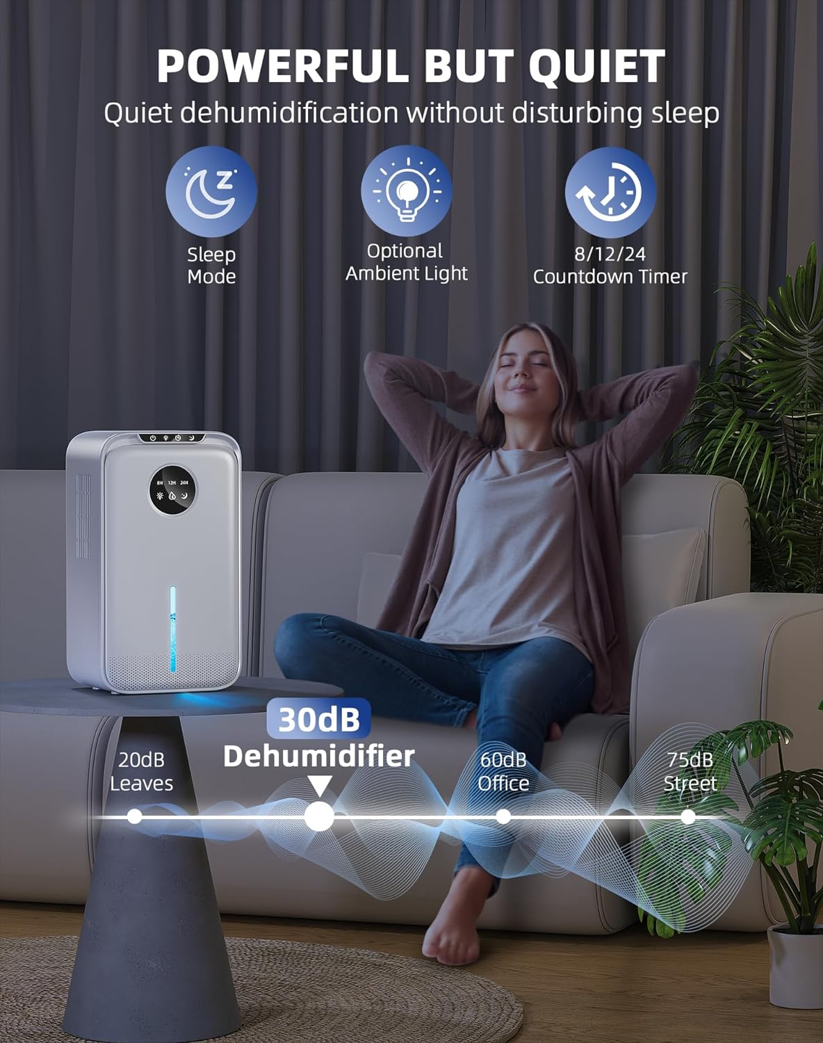 Smart Dehumidifier Portable Air Purifier Quiet Condensation Moisture Damp