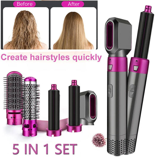 5 In 1 Electric Hair Dryer Blow Hair Curler Set Detachable Styler Hot Air Brush