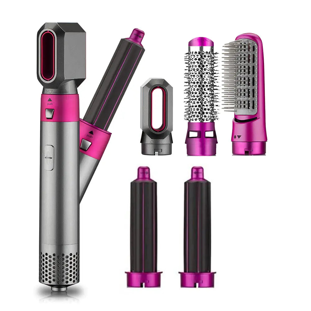 Hair Dryer Brush-Hot Air Brush With Blow Dryer Brush One-Step Hair Dryer And Volumizer, Air Curler, Hair Dryer, Hair Straighteners, Hair Wrapper,4 In 1 Hot Air Styling Brush(Pink Black