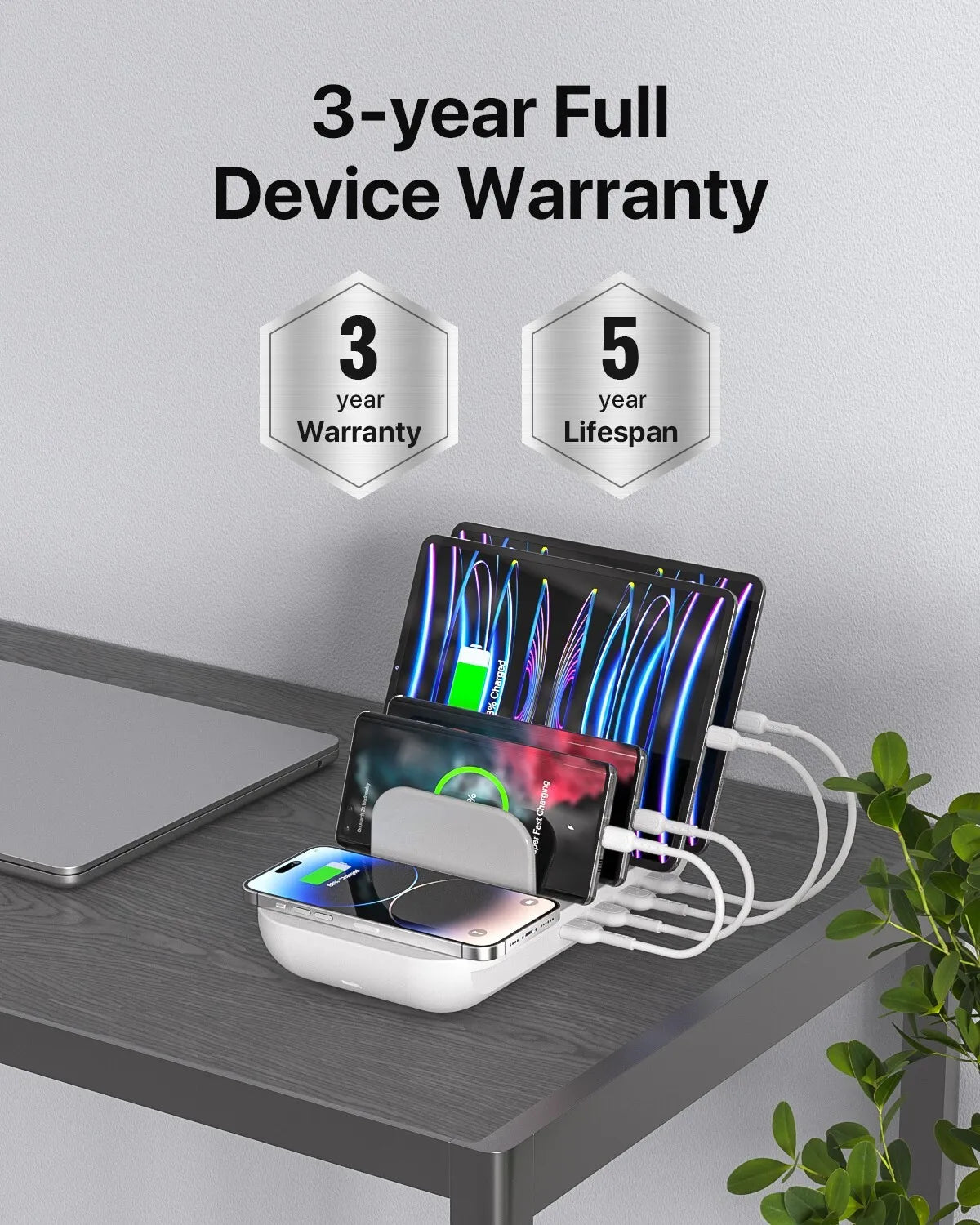 SooPii 70W Charging Station for Multiple Devices, Dock with 15W Wireless Charger