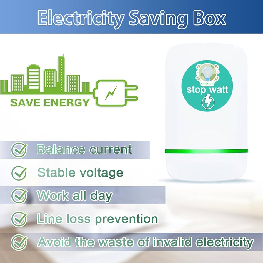 Stop Watt™ Energy Saver, Stopwatt Energy Saving Device, Electricity Saving Power Box, Household Office Market Device Electric Smart Us Plug 90v-250v 30kw (4 Pack).