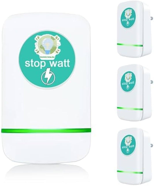 Stop Watt™ Energy Saver, Stopwatt Energy Saving Device, Electricity Saving Power Box, Household Office Market Device Electric Smart Us Plug 90v-250v 30kw (4 Pack).